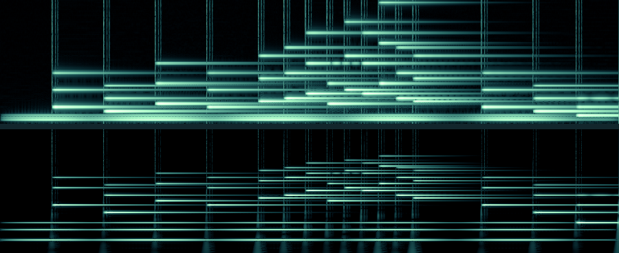 Two stacked renderings: linear STFT on top, CQT cochleagram on bottom