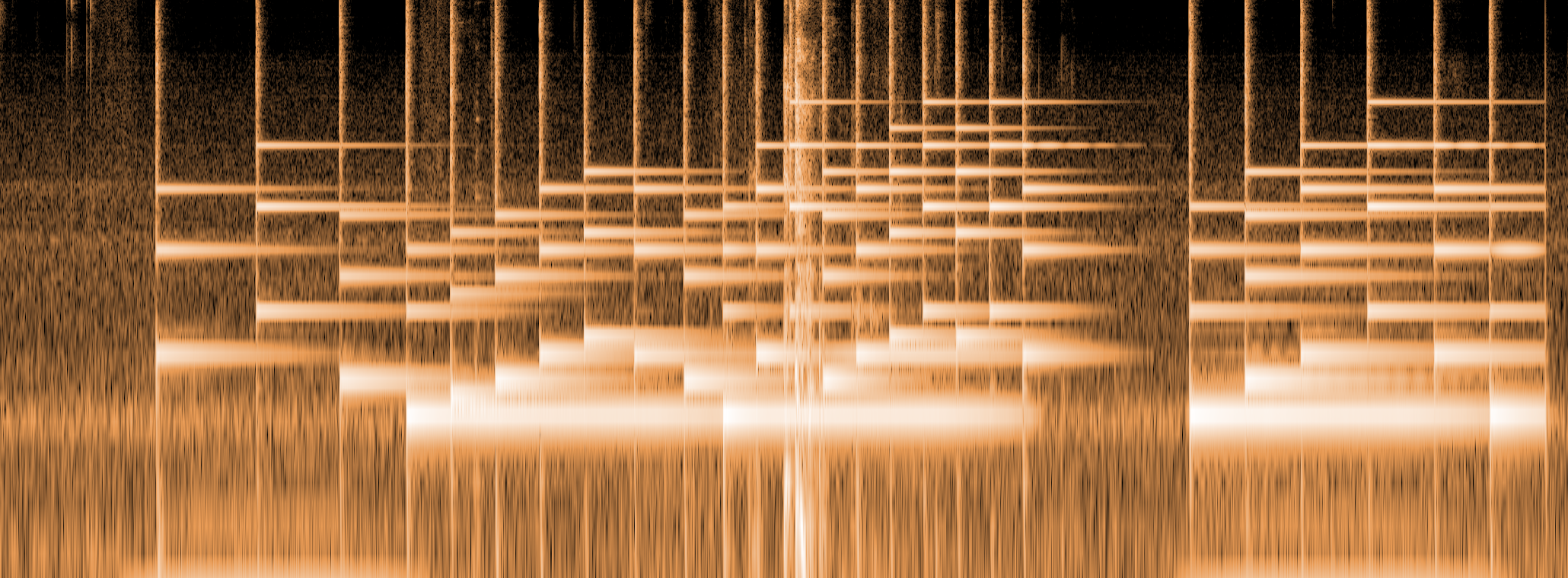 air recording cochleagram — the same notes, silences filled