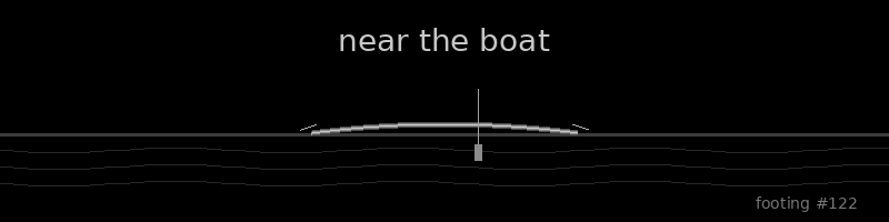 the source picture: near the boat, a canoe on the water
