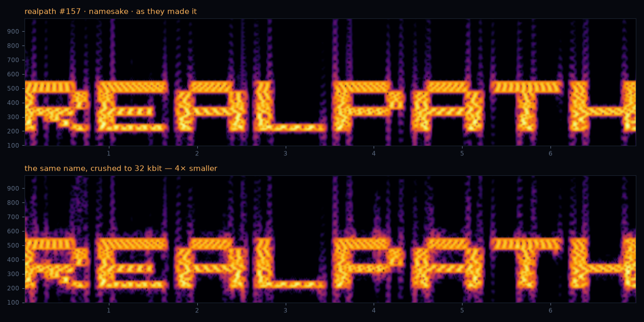realpath #157's namesake, original and crushed to 32k