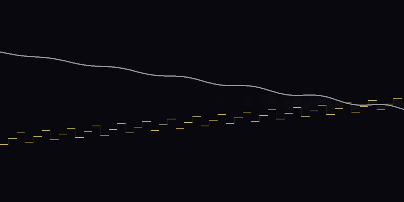 Two Voices, One Rule - gold piano steps ascending, silver violin arc descending, converging but never touching