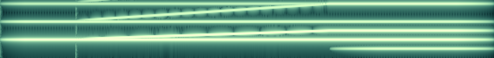 cochleagram of two-voices: steady horizontal lines, one line climbing and settling, a new line blooming low in the bottom-right